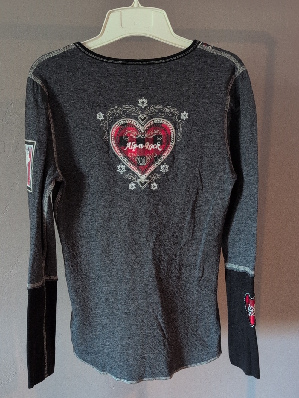 Alp-N-Rock Long Sleeve Henley Embroidered Heart